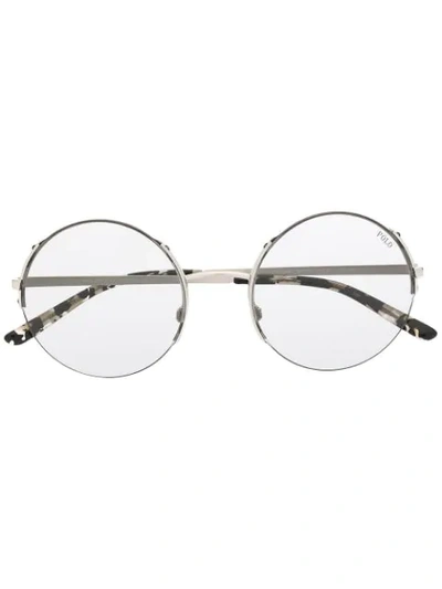 Shop Polo Ralph Lauren Round Tinted Sunglasses In Metallic