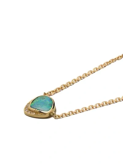 Shop Brooke Gregson 18kt Yellow Gold Diamond Opal Necklace In Blue