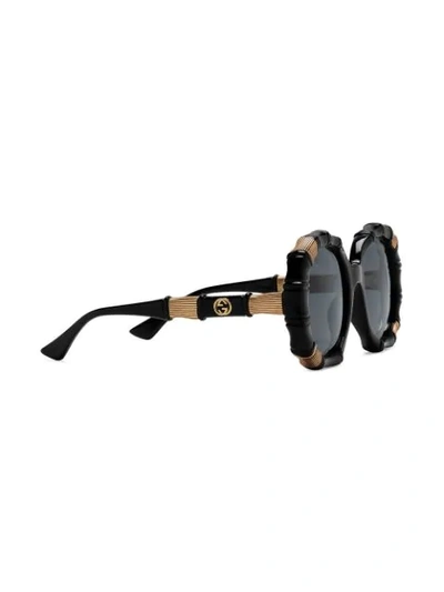 Shop Gucci Bamboo Round-frame Sunglasses In Black