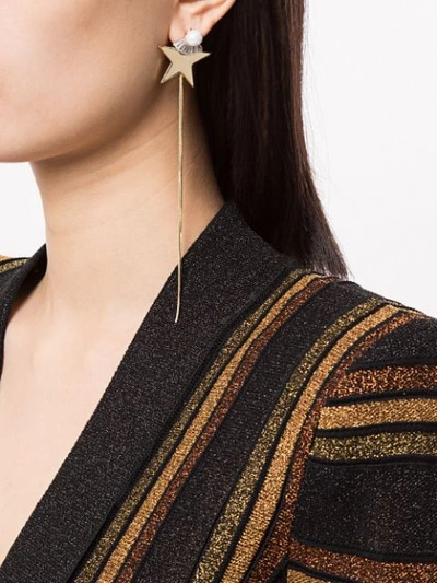 Shop Venna Star Stud Fringe Earrings In Gold