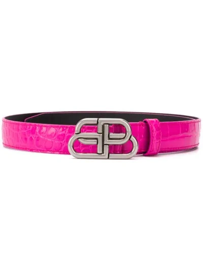 Shop Balenciaga Bb Thin Belt In Pink