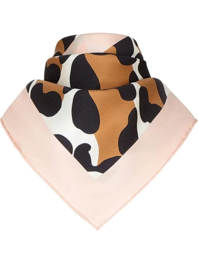 Shop Fendi Leopard-print Logo Scarf In Brown