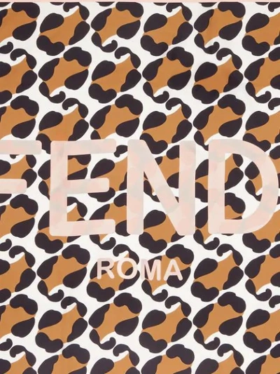 Shop Fendi Leopard-print Logo Scarf In Brown