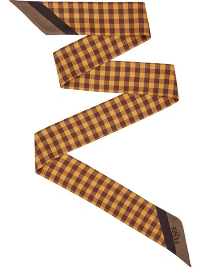 Shop Fendi Wrappy Checkered Scarf In Brown