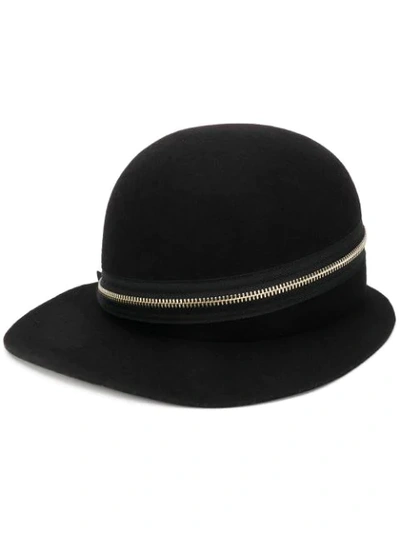 Shop Yohji Yamamoto Zip-detail Wide Cap In Black