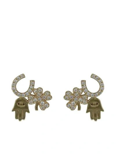 Shop Sydney Evan 14kt Yellow Gold Protection Trio Diamond Studs In Ylwgold