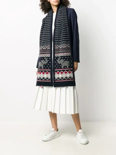 Shop Thom Browne Fair Isle Scarf In Blue