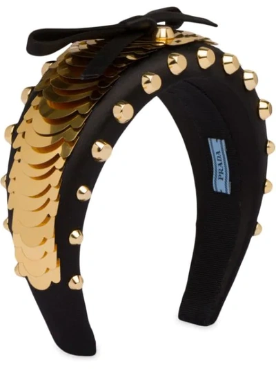 Shop Prada Embellished Headband In Black