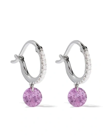 Shop Raphaele Canot 18kt White Gold Set Free Pink Sapphire And Diamond Mini Hoops In Silver