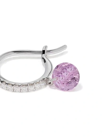 Shop Raphaele Canot 18kt White Gold Set Free Pink Sapphire And Diamond Mini Hoops In Silver