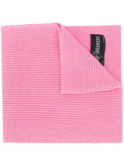 Shop Msgm Ribbed-knit Scarf In Pink