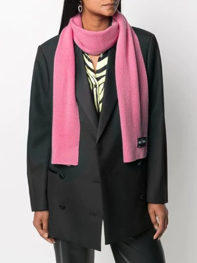 Shop Msgm Ribbed-knit Scarf In Pink