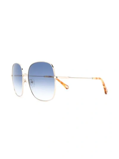 Shop Chloé Elliz Square-frame Sunglasses In Gold
