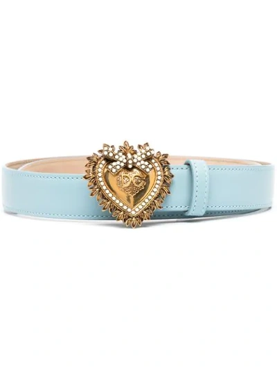 Shop Dolce & Gabbana Devotion Buckle Belt In Blue