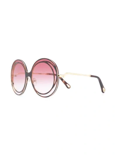 Shop Chloé Carlina Oversized Round Sunglasses In Brown