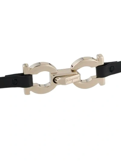 Shop Ferragamo Gancini Leather Wrap-around Bracelet In Black