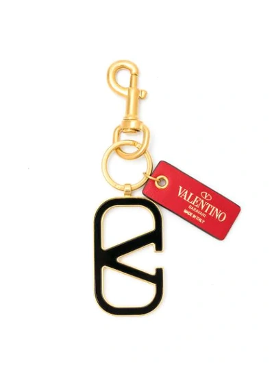 Shop Valentino Vlogo Signature Keyring In Gold