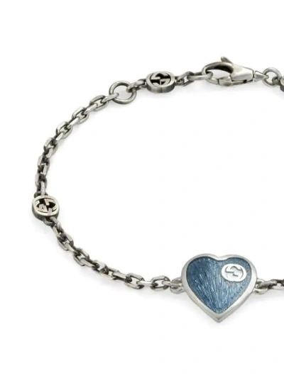 Shop Gucci Interlocking Gg Heart Bracelet In Silver