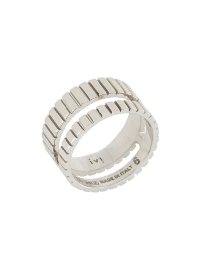 Shop Ivi Skinny Slot Ribbed Ring In Silver