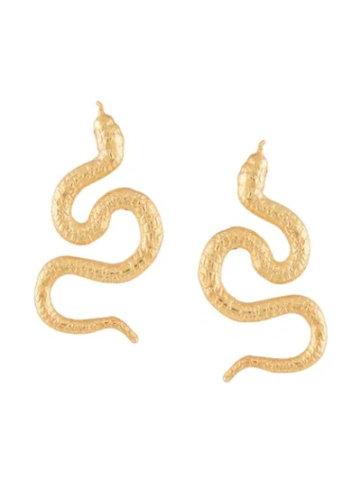 Shop Natia X Lako Small Snake Earrings In Gold