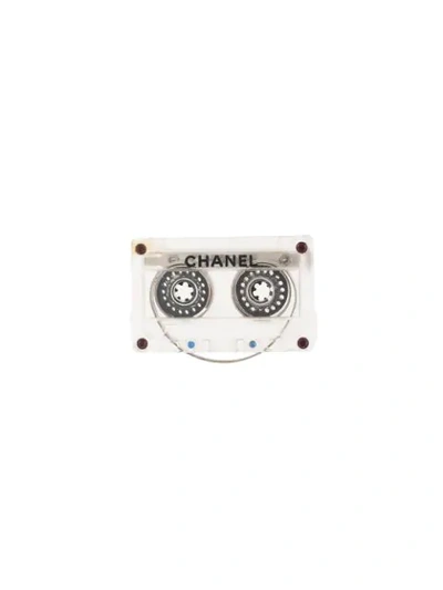 Pre-owned Chanel Cc Logos Cassette Tape Brooch In Neutrals
