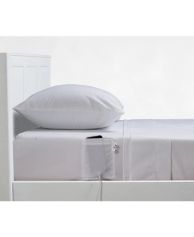 Shop Distinct Dorm 4 Piece Sheet Set With Cell Phone Pockets On Each Side, Full Bedding In Bright White