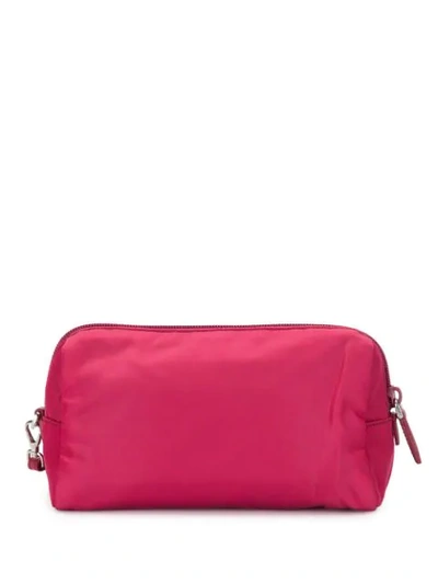 Pre-owned Prada Triangle Logo Cosmetic Bag In Pink