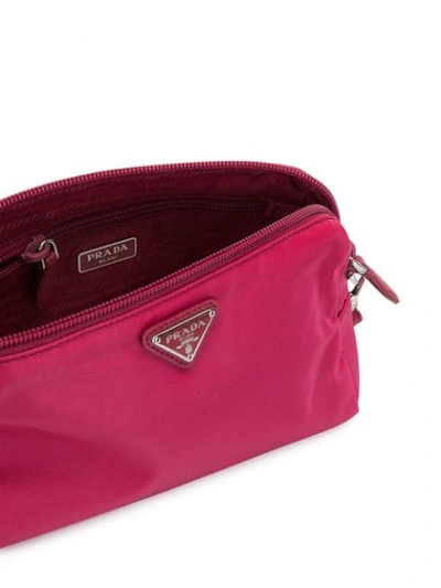 Pre-owned Prada Triangle Logo Cosmetic Bag In Pink