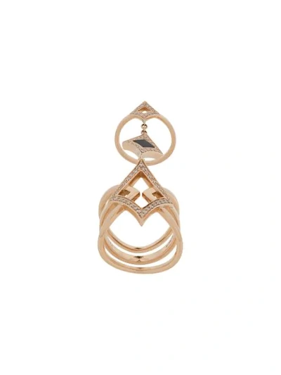 Shop Anapsara 18kt Rose Gold And Onyx Oneness Ring In Pink
