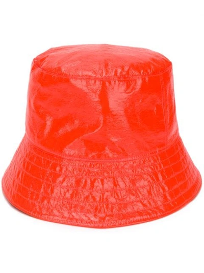 Shop Manokhi Leather Bucket Hat In Orange
