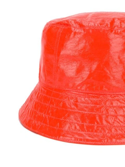 Shop Manokhi Leather Bucket Hat In Orange