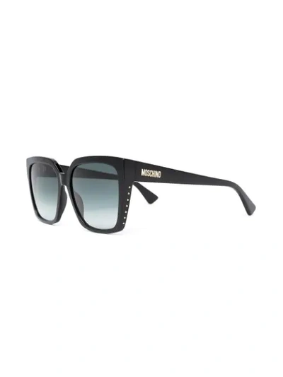 Moschino Eyewear Studded Square Frame Sunglasses In Black