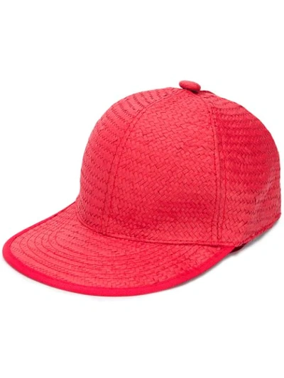 Shop Thebe Magugu Woven Flat-peak Cap In Red