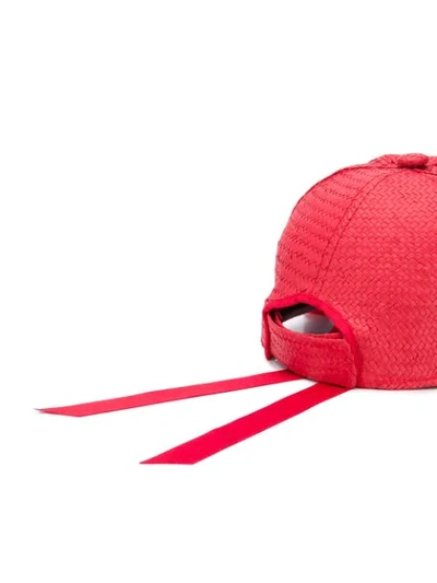 Shop Thebe Magugu Woven Flat-peak Cap In Red