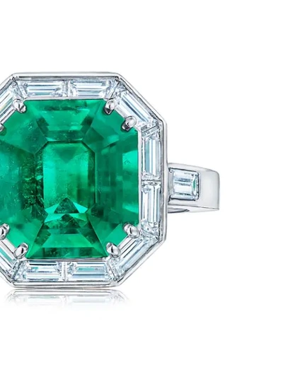 Shop Kwiat Platinum Diamond Emerald Cut Ring In Green