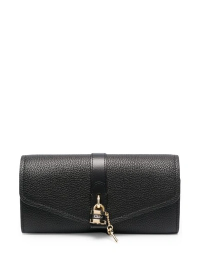 Shop Chloé Aby Long Leather Wallet In Black