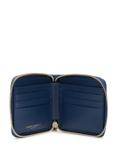 Shop Golden Goose Star Motif Zip-around Wallet In Blue