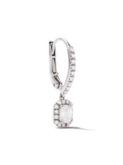 Shop As29 18kt White Gold Mye Pave Diamond Drop Hoop Earrings In Silver