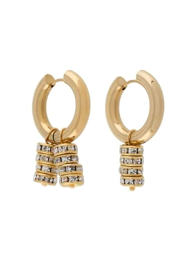 Shop Timeless Pearly Embellished Discs Earrings In Gold