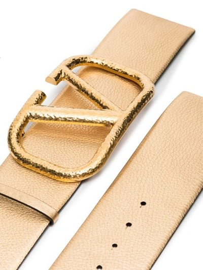 Shop Valentino Vlogo Buckle Leather Belt In Gold