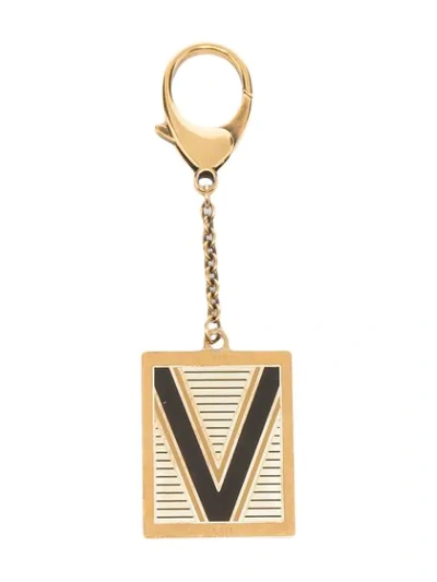 Pre-owned Louis Vuitton 1990s Logo Keychain In Gold