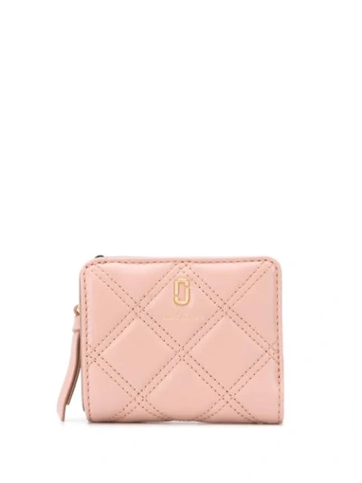 Shop Marc Jacobs The Quilted Softshot Mini Compact Wallet In Neutrals