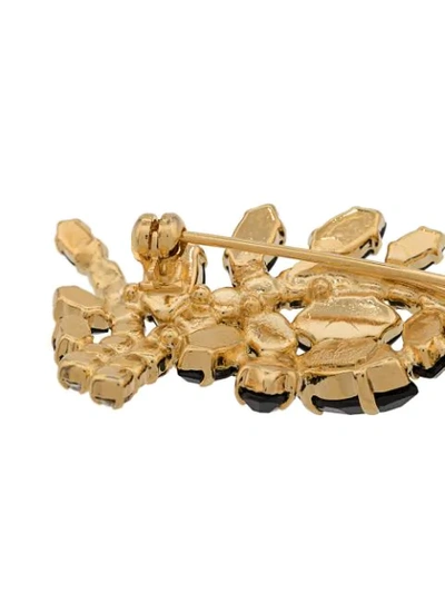 Pre-owned Dior 1977 Archive Embellished Foliate Brooch In Gold