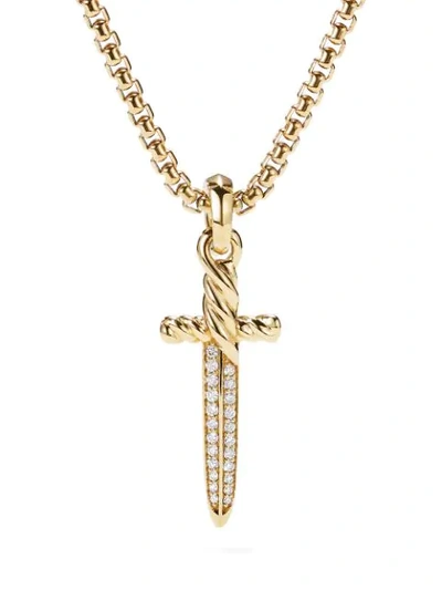 David Yurman 18kt Yellow Gold Diamond Petrvs Dagger Charm Enhancer In Gold