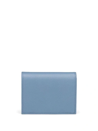 Shop Prada Logo Plaque Small Wallet In Blue