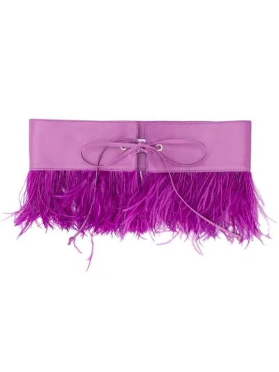 Shop Attico Feather Embellished Belt In Purple