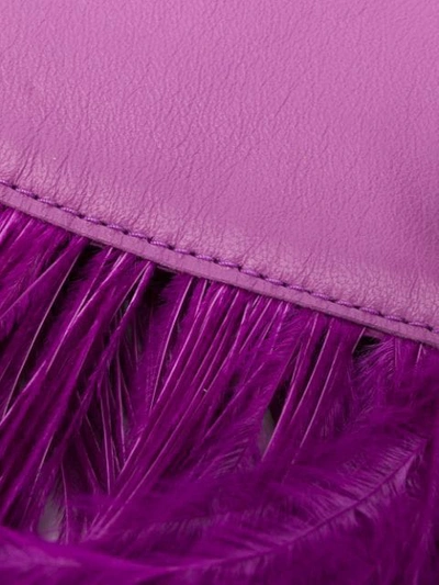 Attico Feather-trimmed Leather Belt In Purple