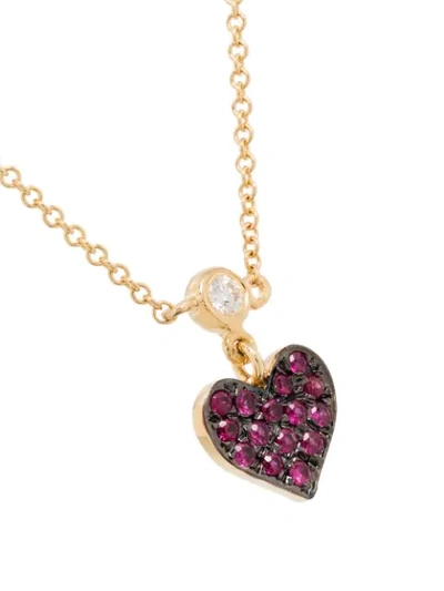 Shop Roxanne First 14kt Rose Gold And Ruby Heart Necklace
