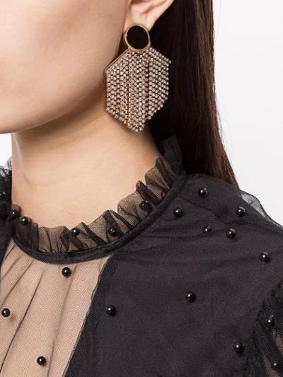 Shop Venna Hexagon Fringe Drop Earrings In Gold