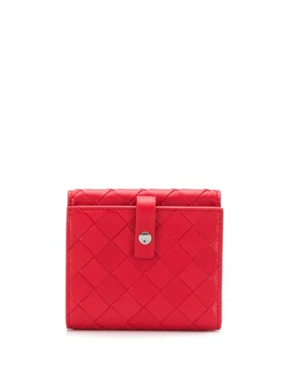 Shop Bottega Veneta Bifold Woven Wallet In Red
